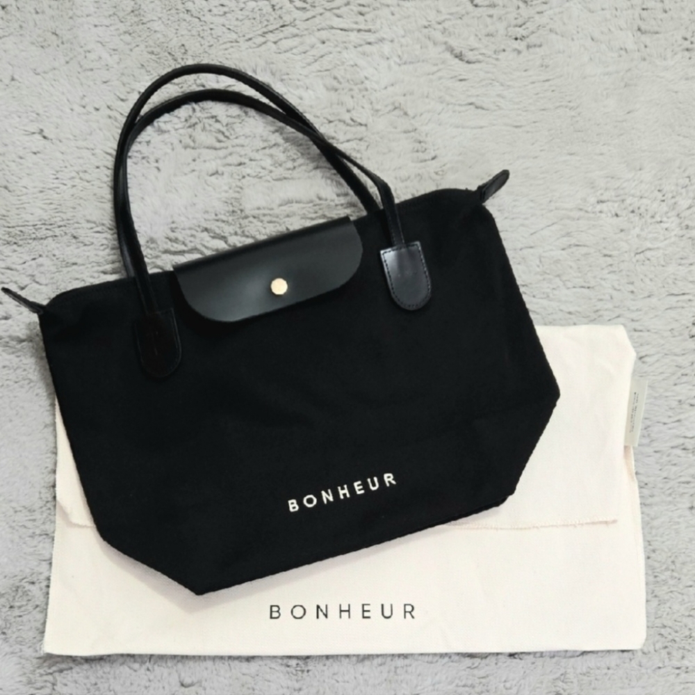 Bonheur black canvas tote bag classic No 7